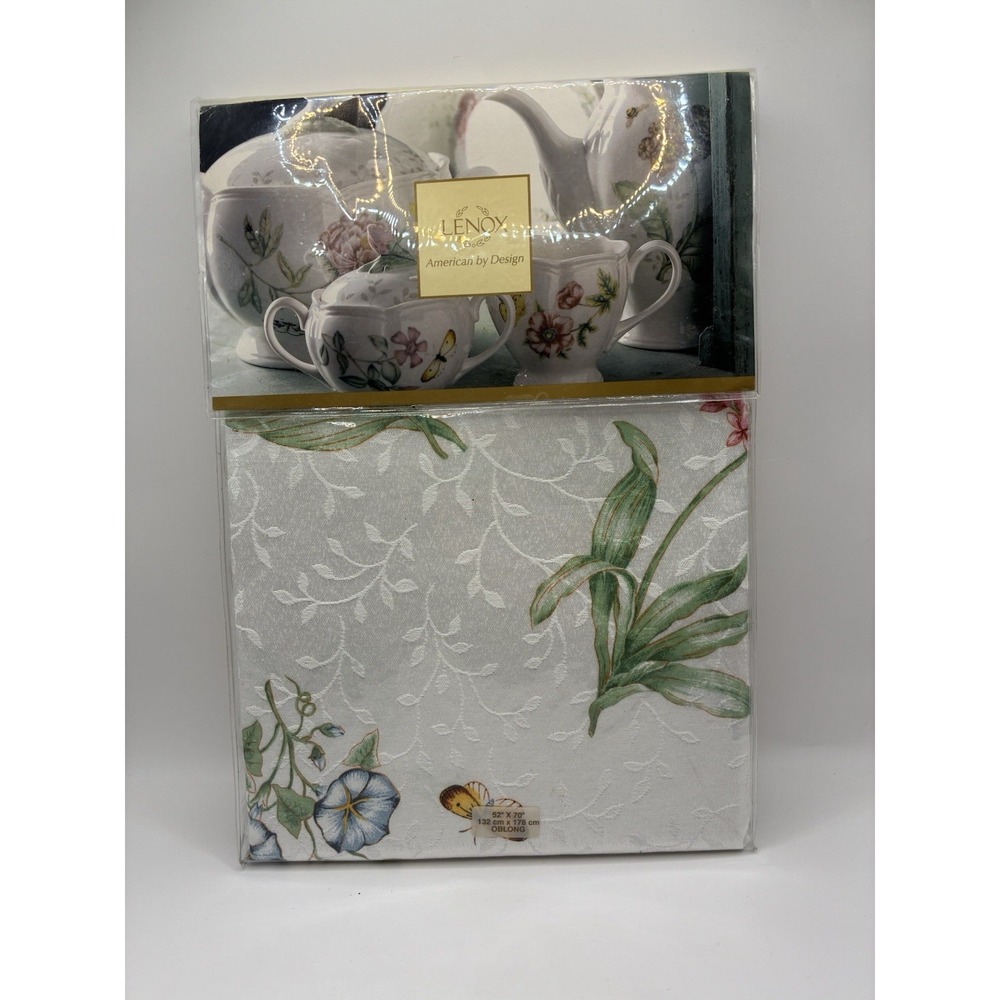 Lenox Butterfly Meadow Oblong Tablecloth 52x70 Floral Butterflies Machine Wash